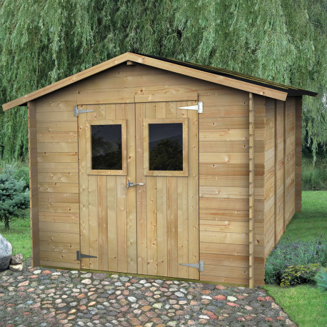 Caseta de jardín de madera HOBBY 248x248cm - Puerta doble ventana - ALCE