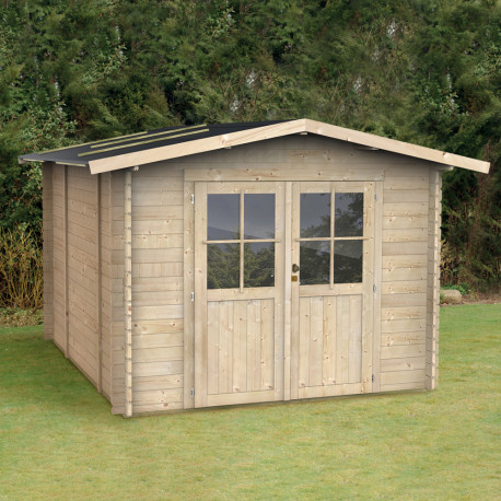 Caseta de jardín Opera en madera de abeto 249x249cm - Puerta doble ventana - PEFC - ALCE