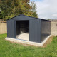 Caseta de jardín 13m² FIRST antracita + kit de anclaje X-METAL