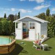 Caseta de jardín PVC 4,9m ² DECO de color blanco y gris verdoso Grosfillex