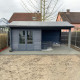Caseta de jardín de composite gris oscuro 9m² con terraza - Woodlife