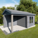 Caseta de jardín de composite gris oscuro 9m² con terraza - Woodlife