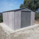 Caseta de jardín de metal beige de 11 m² Woodtouch + kit de anclaje X-METAL