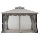 Cenador de jardín Stoj 336x402cm de acero con recubrimiento en polvo negro y poliéster - Sunjoy