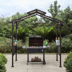 Cenador para barbacoa Aspe 244x152cm en acero termolacado negro - Sunjoy