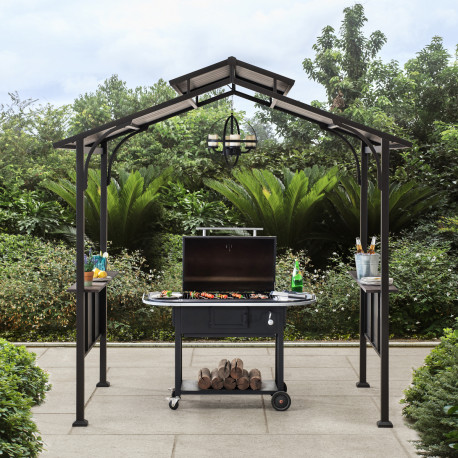 Cenador para barbacoa Aspe 244x152cm en acero termolacado negro - Sunjoy