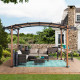 Pérgola Skuta 406x259cm de acero termolacado con aspecto de madera y poliéster - Sunjoy