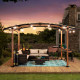 Pérgola Skuta 406x259cm de acero termolacado con aspecto de madera y poliéster - Sunjoy