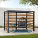Pérgola Marao 313x191cm de madera maciza y acero termolacado negro - Sunjoy