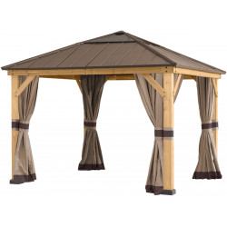 Cortinas de poliéster caqui para cenador de jardín 336x336cm - Sunjoy