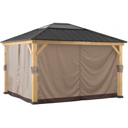 Cortinas de poliéster caqui para cenador de jardín 393x452cm - Sunjoy
