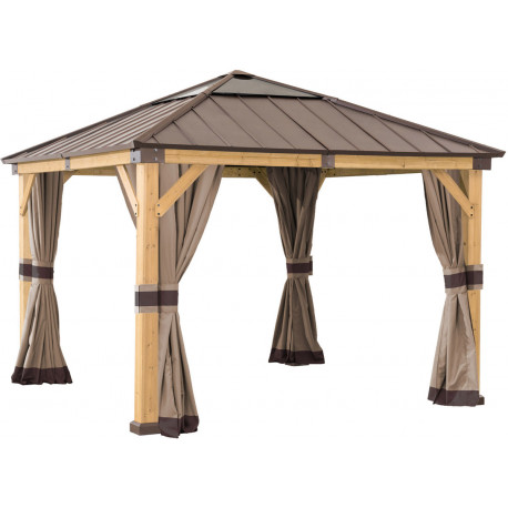 Cortinas de poliéster caqui para cenador de jardín 273x273cm - Sunjoy