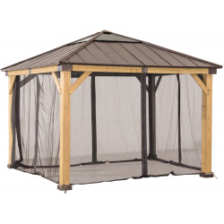 Juego de mosquiteras de poliéster caqui para cenador de 336x336cm - Sunjoy