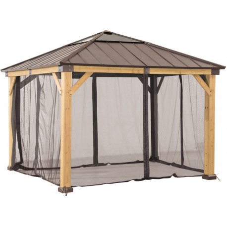 Juego de mosquiteras de poliéster caqui para cenador de 336x336cm - Sunjoy