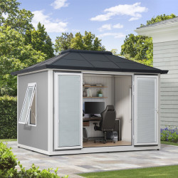Caseta de jardín Riga 353x269cm de acero con aislamiento de 40 mm - Sunjoy