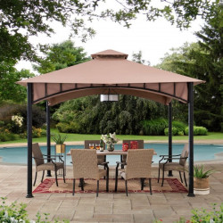 Cenador de jardín Lauro 340x340cm en acero efecto madera y poliéster - Sunjoy