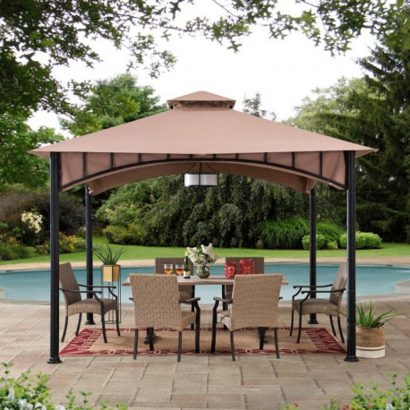 Cenador de jardín Lauro 340x340cm en acero efecto madera y poliéster - Sunjoy