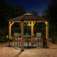 Cenador de jardín Rapi 273x273cm de madera maciza, acero y policarbonato marrón - Sunjoy