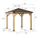 Cenador de jardín Rapi 273x273cm de madera maciza, acero y policarbonato marrón - Sunjoy