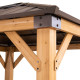 Cenador de jardín Rapi 273x273cm de madera maciza, acero y policarbonato marrón - Sunjoy
