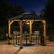 Cenador de jardín Rapi 273x273cm de madera maciza, acero y policarbonato antracita - Sunjoy