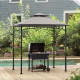 Cenador para barbacoa Linas 244x152cm de acero termolacado negro y techo de tela gris - Sunjoy
