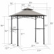 Cenador para barbacoa Linas 244x152cm de acero termolacado negro y techo de tela gris - Sunjoy