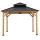 Cenador de jardín Kaps 330x330cm en madera maciza y acero antracita - Sunjoy