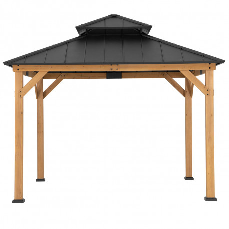 Cenador de jardín Kaps 330x330cm en madera maciza y acero antracita - Sunjoy