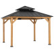 Cenador de jardín Kaps 330x330cm en madera maciza y acero antracita - Sunjoy