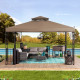 Cenador de jardín Aneto 300x360cm de acero con recubrimiento en polvo marrón y poliéster - Sunjoy