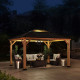 Cenador de jardín Bruri 335x393 cm en madera maciza, acero y policarbonato marrón - Sunjoy