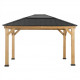 Cenador de jardín Bruri 335x393 cm en madera maciza, acero y policarbonato marrón - Sunjoy