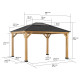 Cenador de jardín Bruri 335x393 cm en madera maciza, acero y policarbonato marrón - Sunjoy