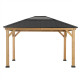 Cenador de jardín Bruri 335x393 cm de madera maciza, acero y policarbonato antracita - Sunjoy