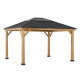 Cenador de jardín Bruri 335x393 cm de madera maciza, acero y policarbonato antracita - Sunjoy