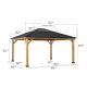 Cenador de jardín Ernir 393x452cm en madera maciza, acero y policarbonato antracita - Sunjoy