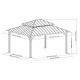 Cenador de jardín Rimo 390x450cm de madera maciza y techo de acero antracita - Sunjoy