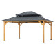 Cenador de jardín Rimo 390x450cm de madera maciza y techo de acero antracita - Sunjoy