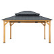 Cenador de jardín Rimo 390x450cm de madera maciza y techo de acero antracita - Sunjoy