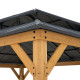 Cenador de jardín Rimo 390x450cm de madera maciza y techo de acero antracita - Sunjoy