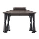 Cenador de jardín Kaldi 366x307cm en acero termolacado negro y techo marrón - Sunjoy