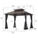 Cenador de jardín Kaldi 366x307cm en acero termolacado negro y techo marrón - Sunjoy