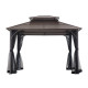 Cenador de jardín Kaldi 366x307cm en acero termolacado negro y techo marrón - Sunjoy