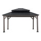 Cenador de jardín Risy 390x450cm en madera maciza gris y techo de acero negro - Sunjoy