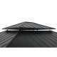 Cenador de jardín Risy 390x450cm en madera maciza gris y techo de acero negro - Sunjoy