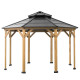 Cenador de jardín Eggi 395x395cm de madera maciza y techo de acero antracita - Sunjoy