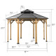Cenador de jardín Eggi 395x395cm de madera maciza y techo de acero antracita - Sunjoy