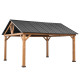 Cenador de jardín Rebra 404x465cm de madera maciza y acero antracita - Sunjoy