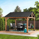 Cenador de jardín Todi 335x399cm de madera maciza y acero antracita - Sunjoy